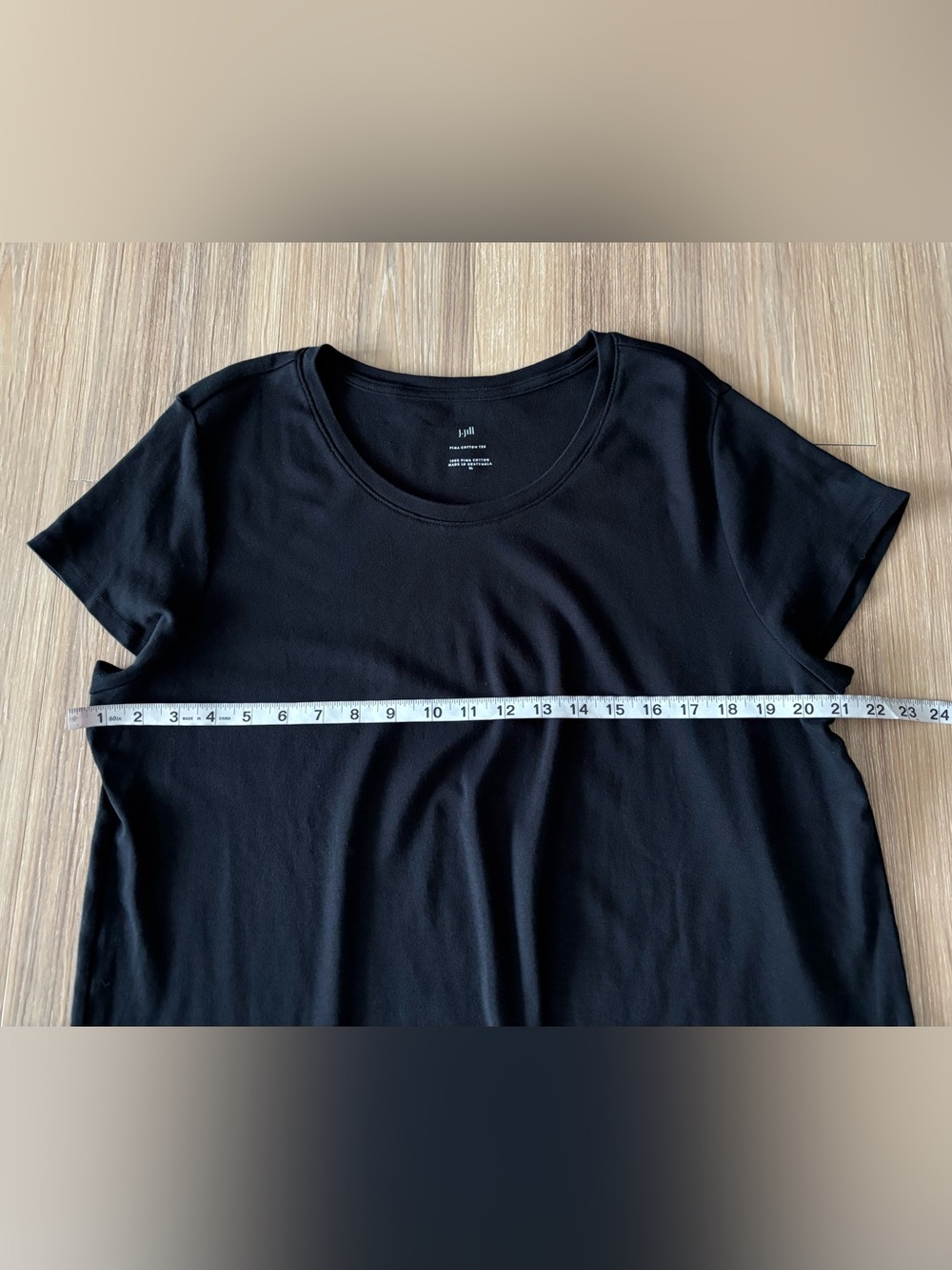 J. Jill Pima Cotton Tee T-Shirt Black Short Sleeve Womens XL Casual Minimalist - Picture 8 of 9